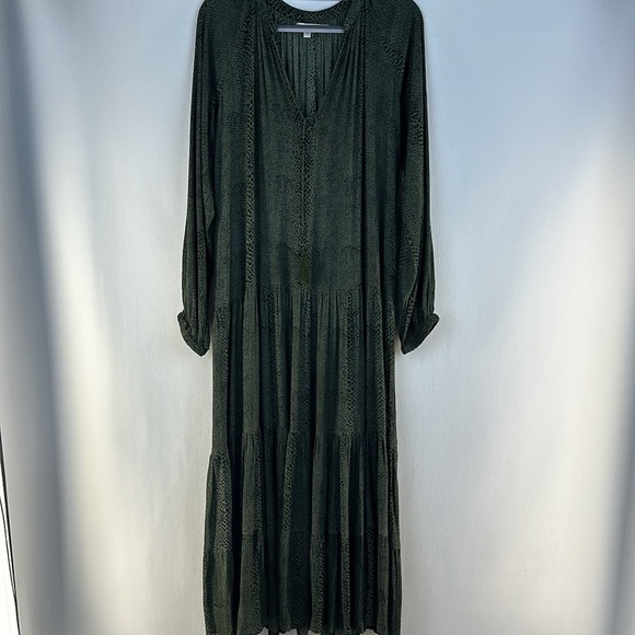 Karyn Seo Snake Print Long Sleeve Tiered Maxi Dress - Picture 2 of 12